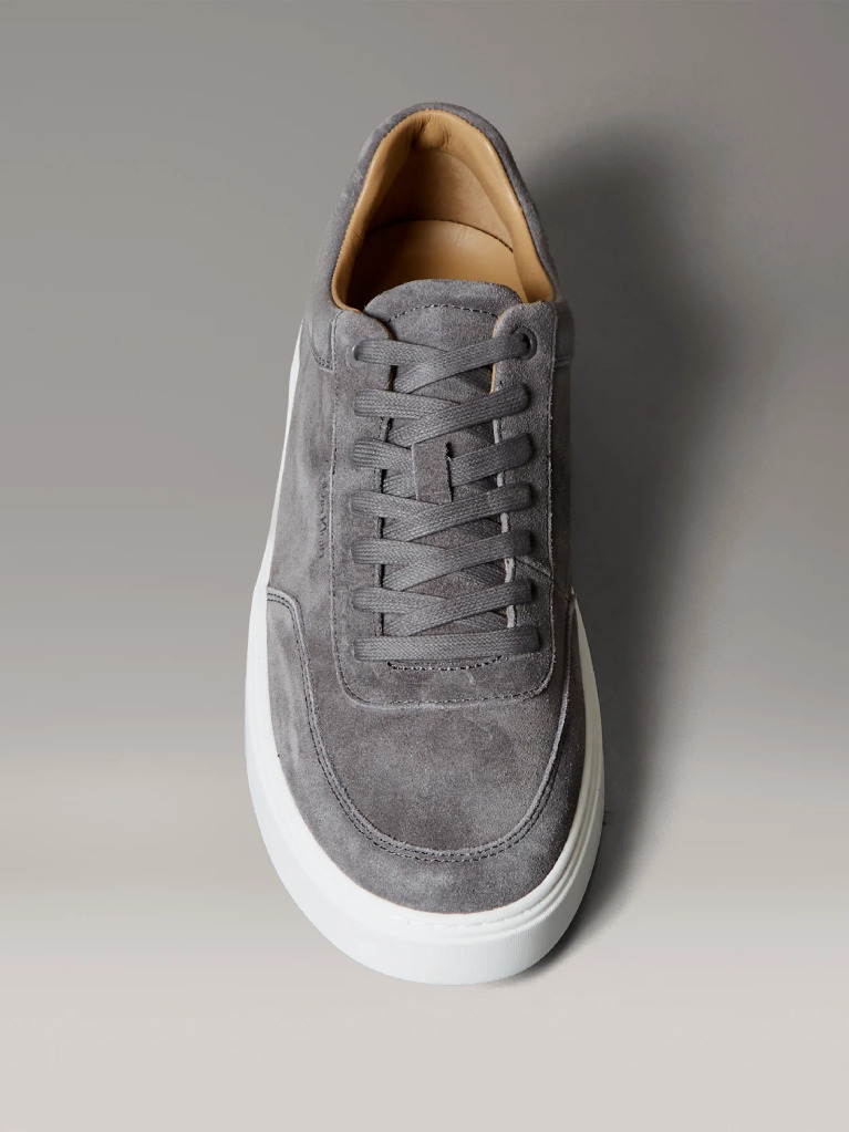 Grey Leather Trainers  Men
