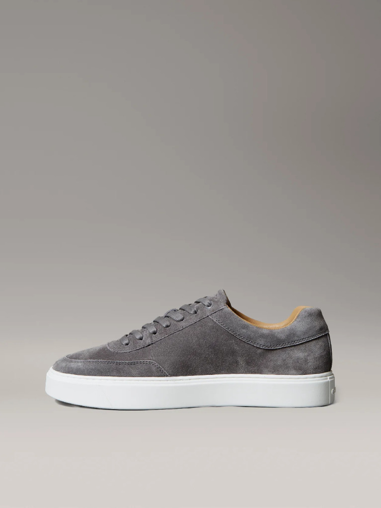 Grey Leather Trainers  Men