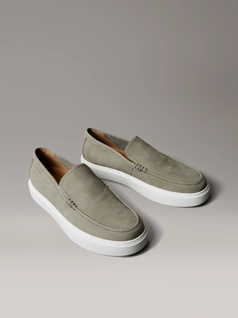 Green Leather Hybrid Moccasins  Men