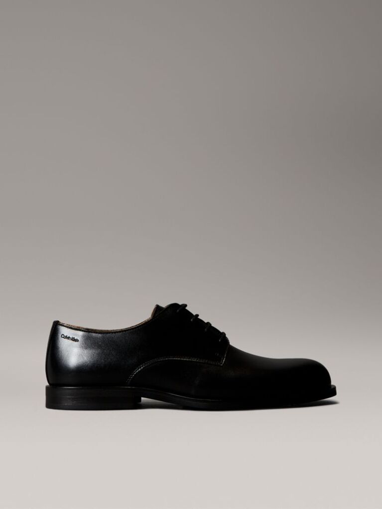 Black Leather Cushioned Derby Lace-Up Shoes  Men