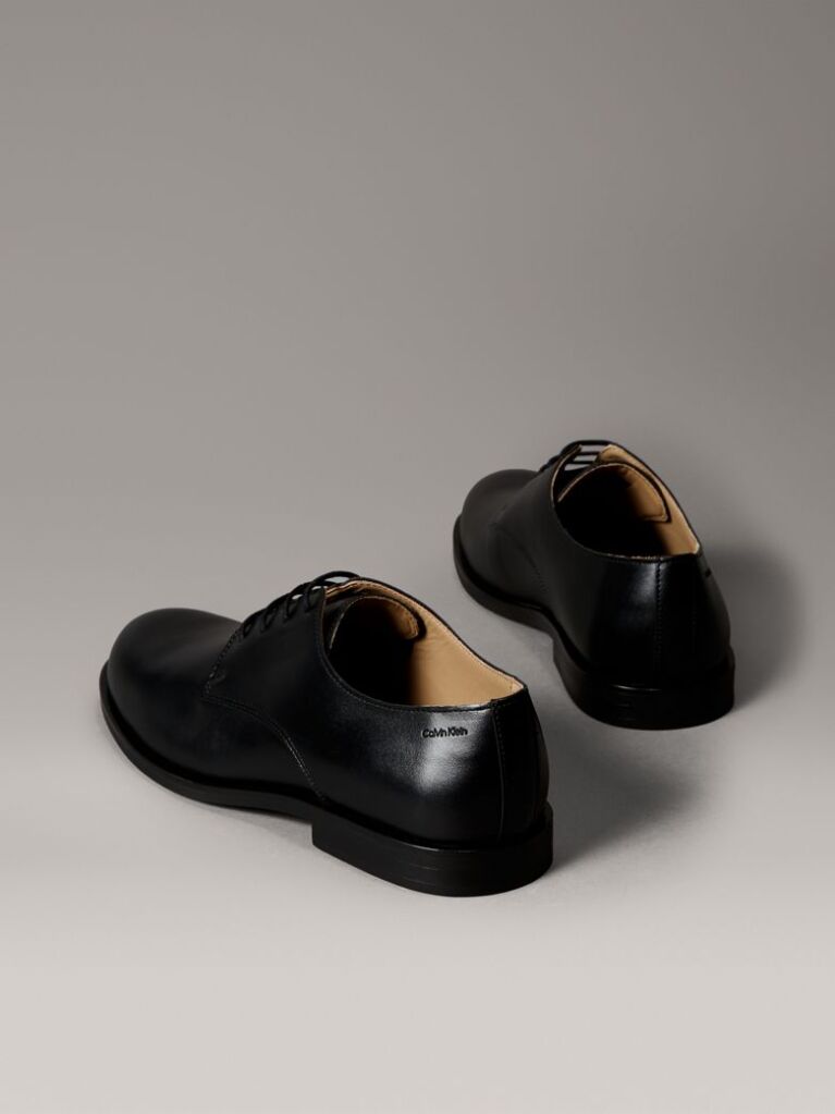 Black Leather Cushioned Derby Lace-Up Shoes  Men