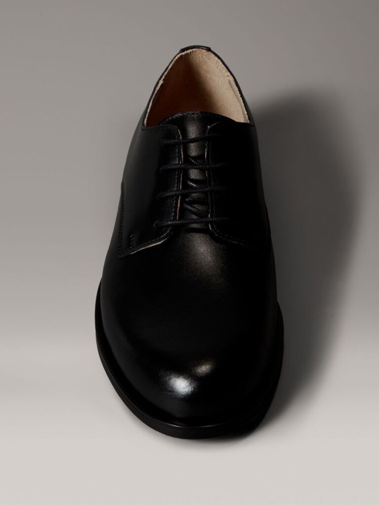 Black Leather Cushioned Derby Lace-Up Shoes  Men