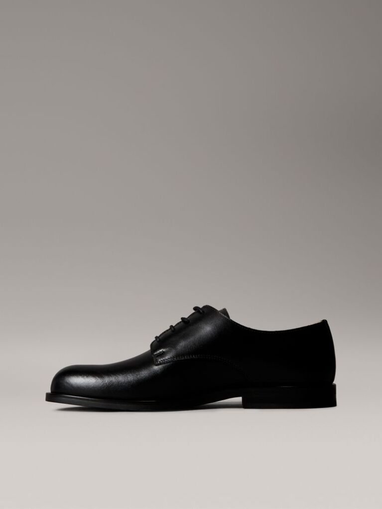 Black Leather Cushioned Derby Lace-Up Shoes  Men