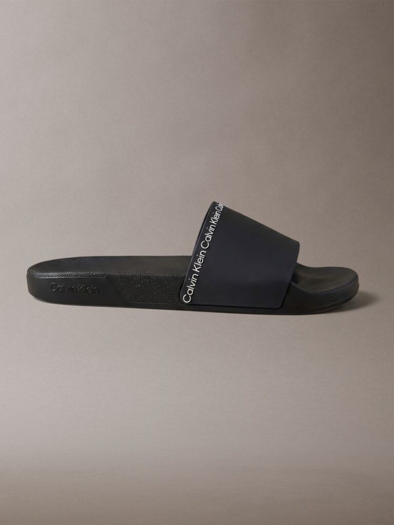 Black Contoured Logo Sliders  Men
