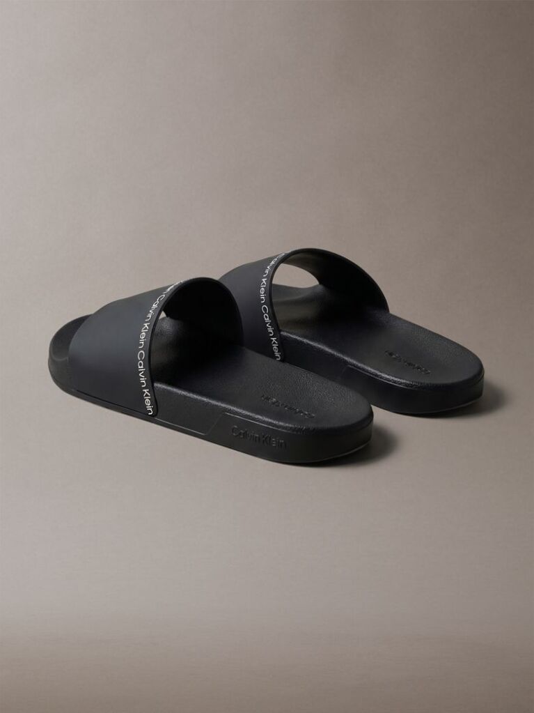 Black Contoured Logo Sliders  Men