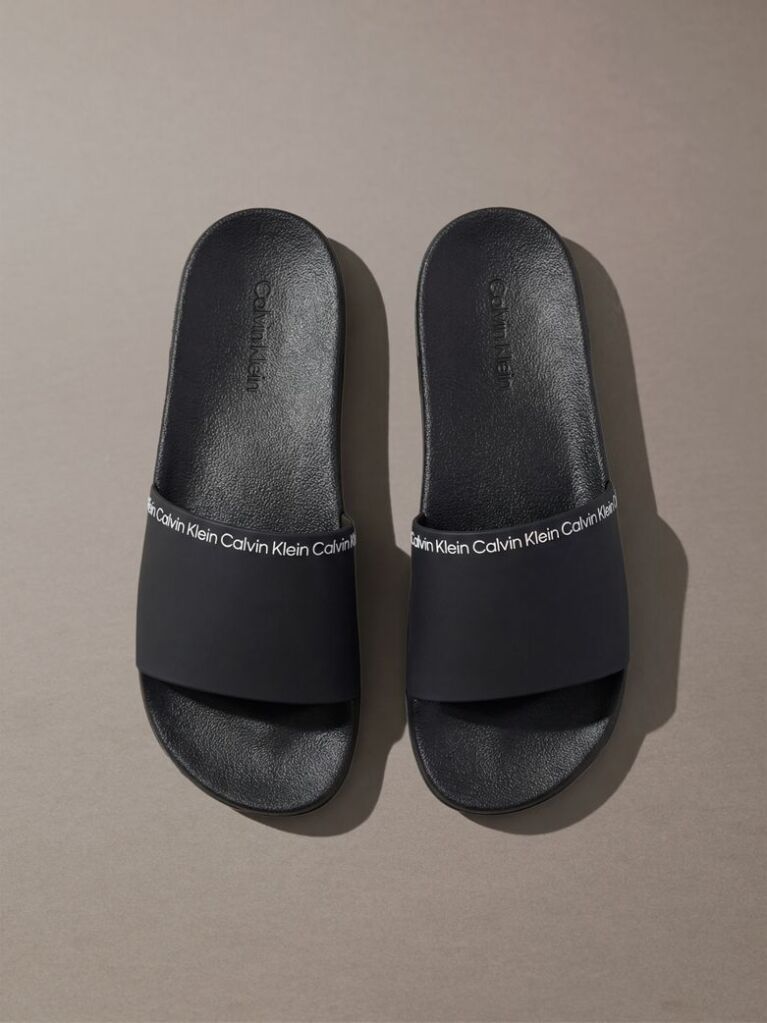 Black Contoured Logo Sliders  Men