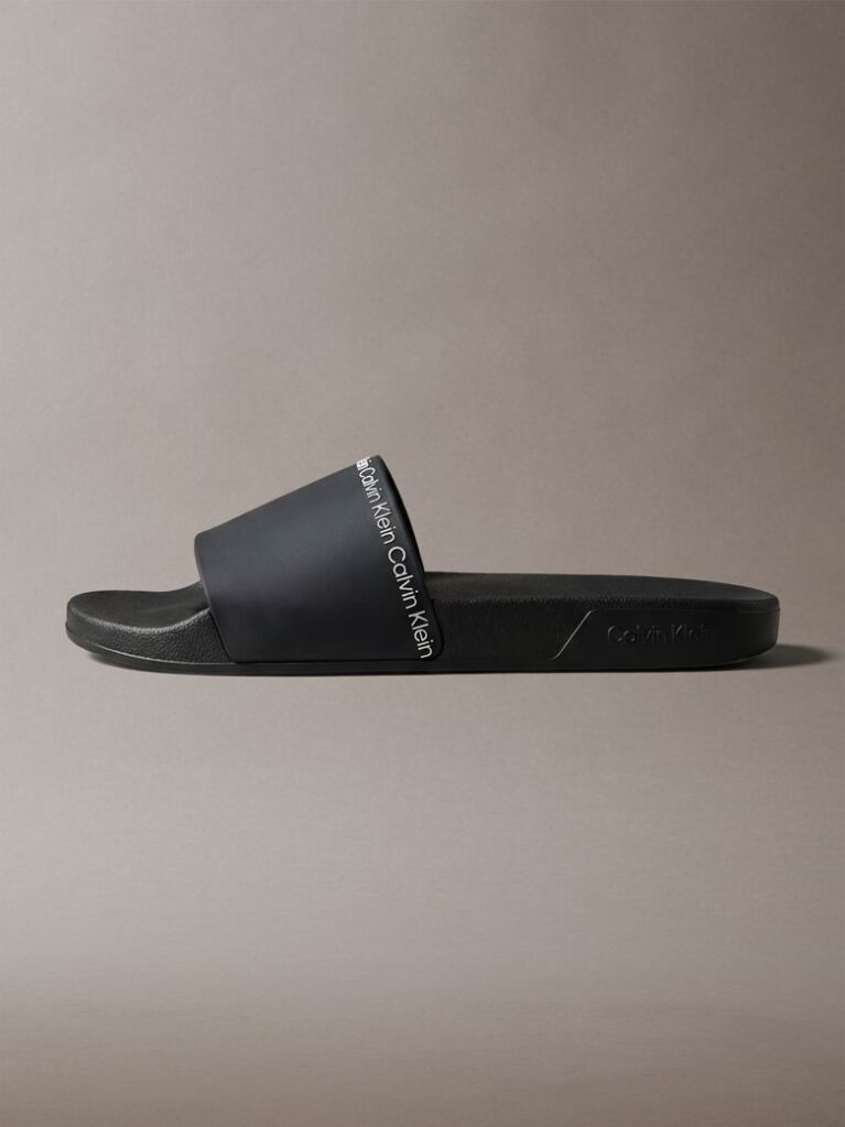 Black Contoured Logo Sliders  Men