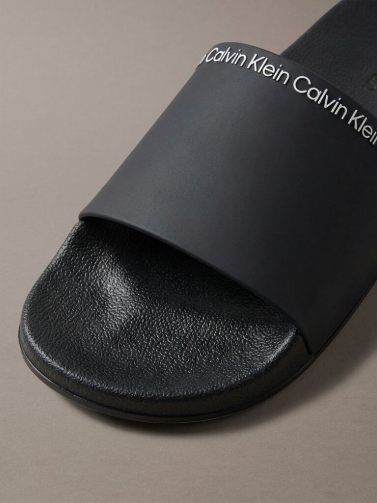Black Contoured Logo Sliders  Men