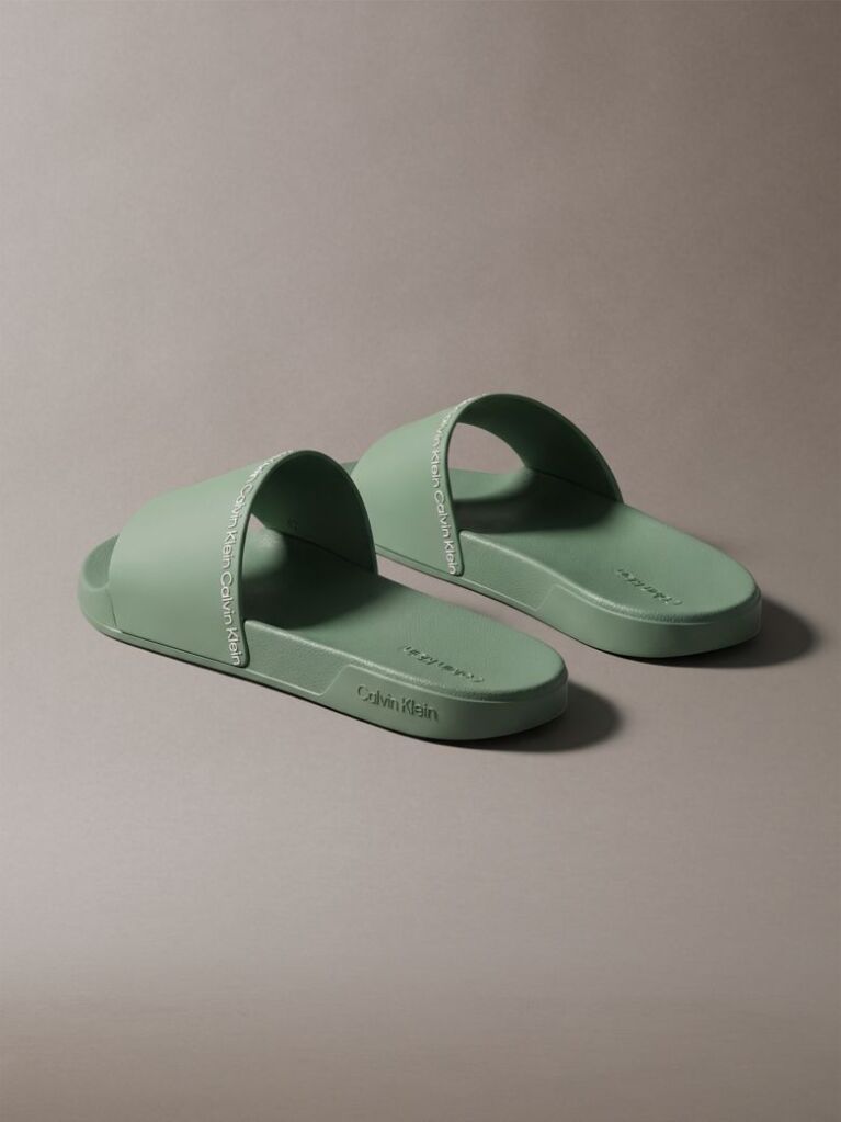 Green Contoured Logo Sliders  Men