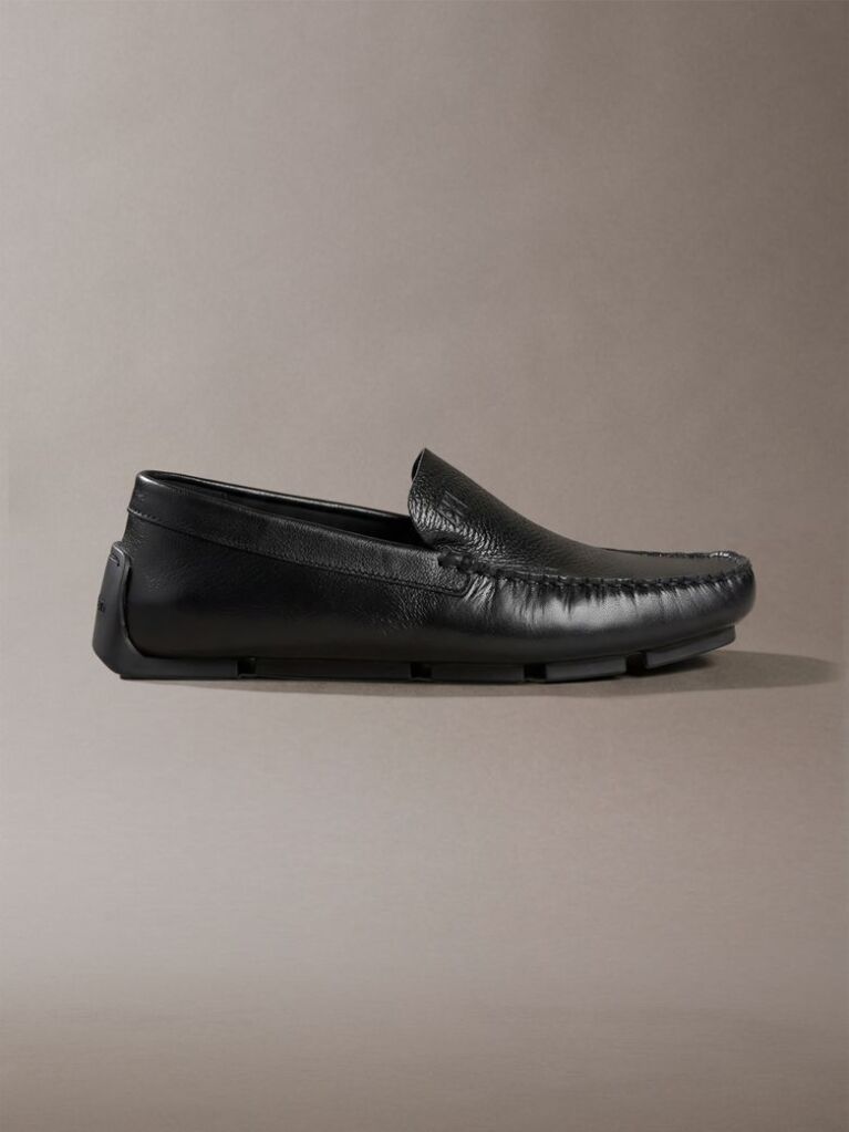 Black Leather Driving Loafer  Men