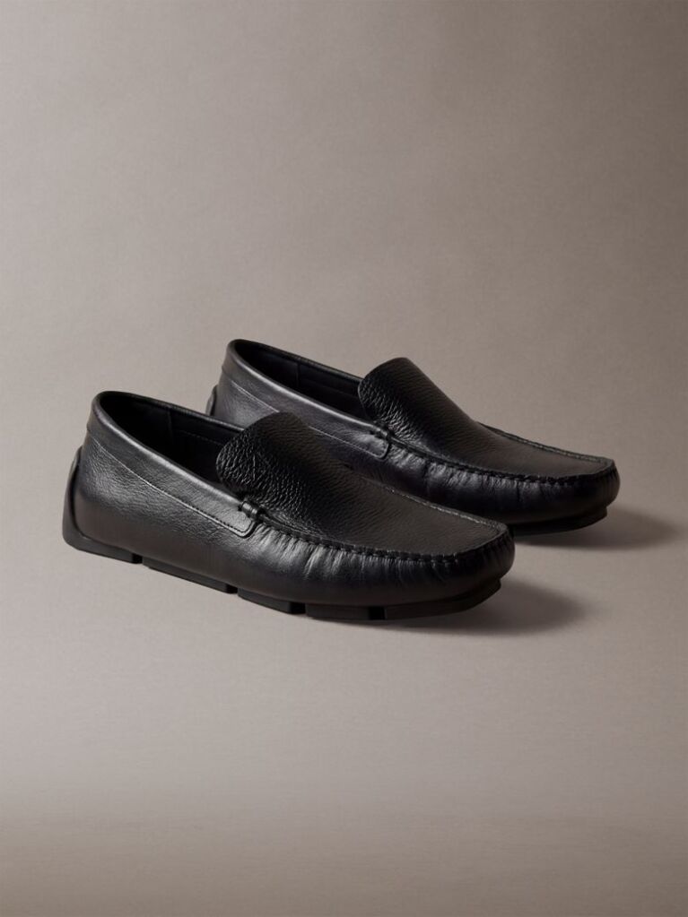Black Leather Driving Loafer  Men