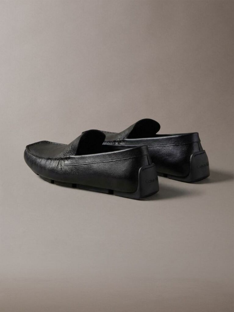Black Leather Driving Loafer  Men
