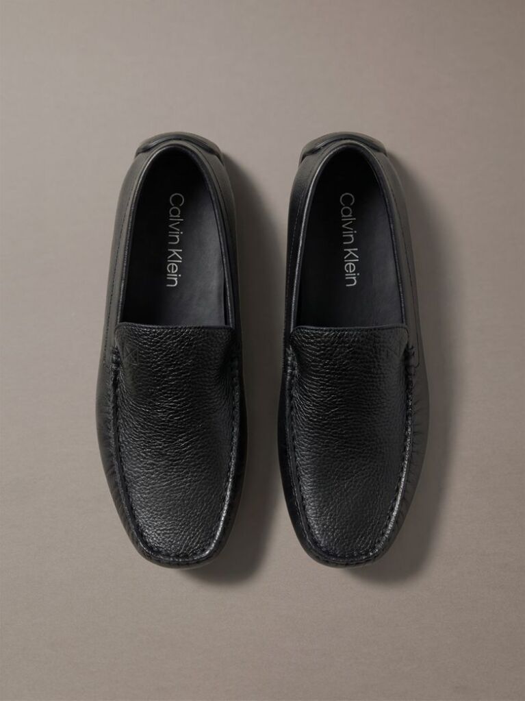 Black Leather Driving Loafer  Men