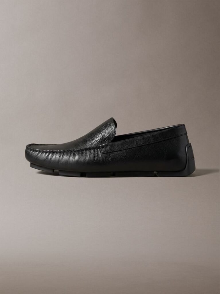 Black Leather Driving Loafer  Men