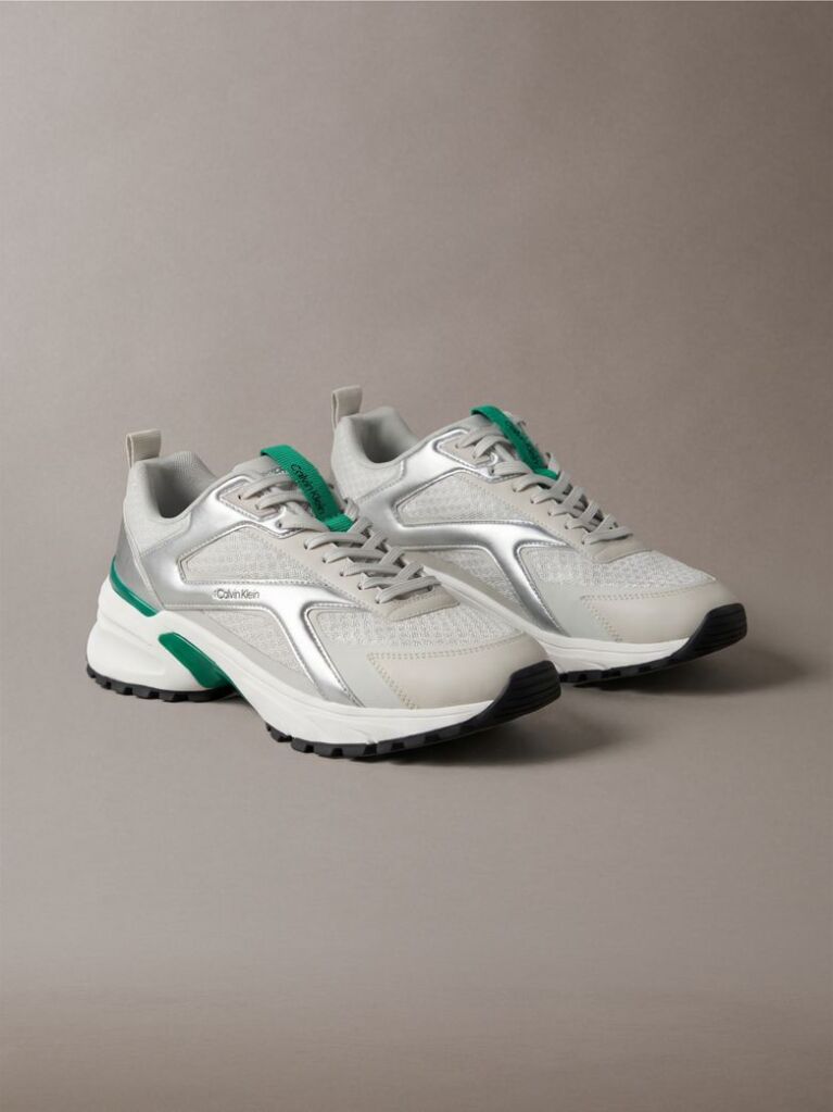 White Knit and Metallic Runner Trainers  Men
