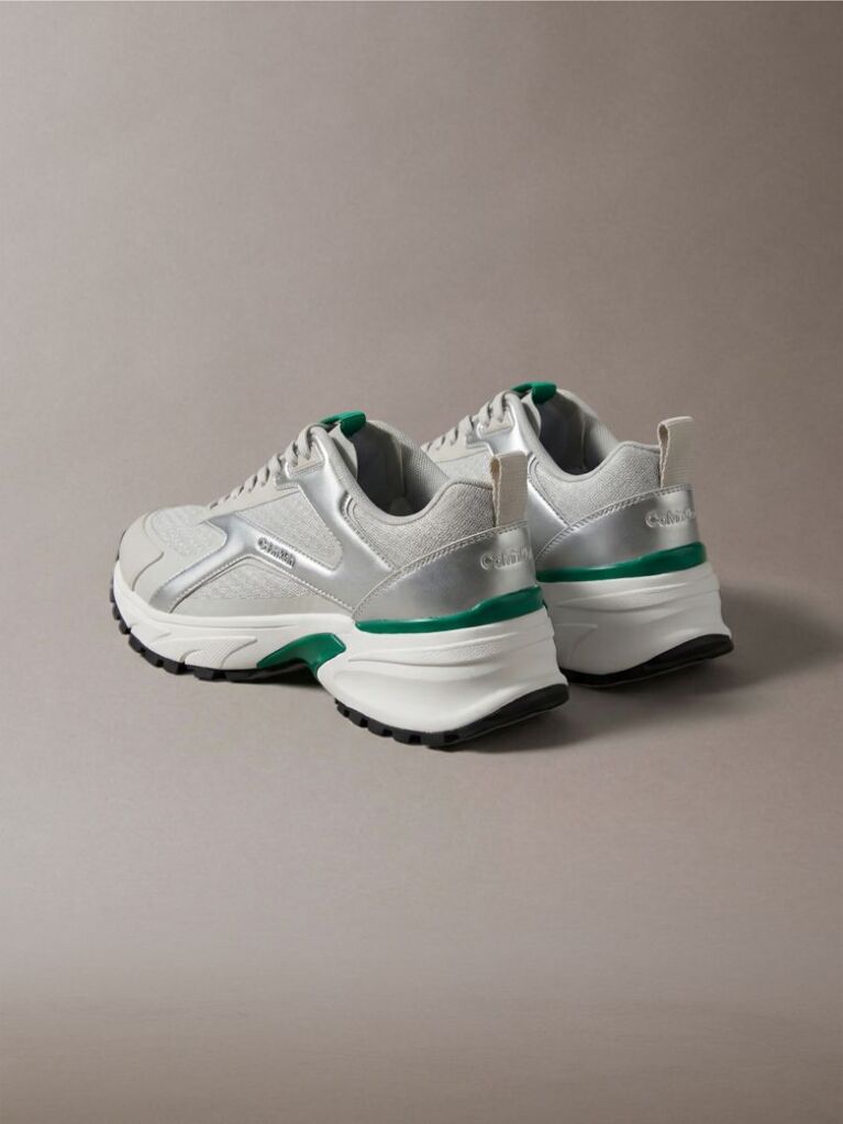 White Knit and Metallic Runner Trainers  Men