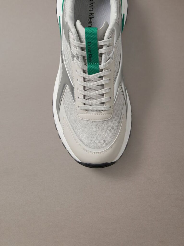 White Knit and Metallic Runner Trainers  Men