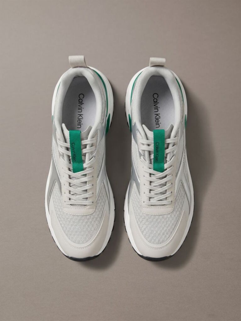 White Knit and Metallic Runner Trainers  Men