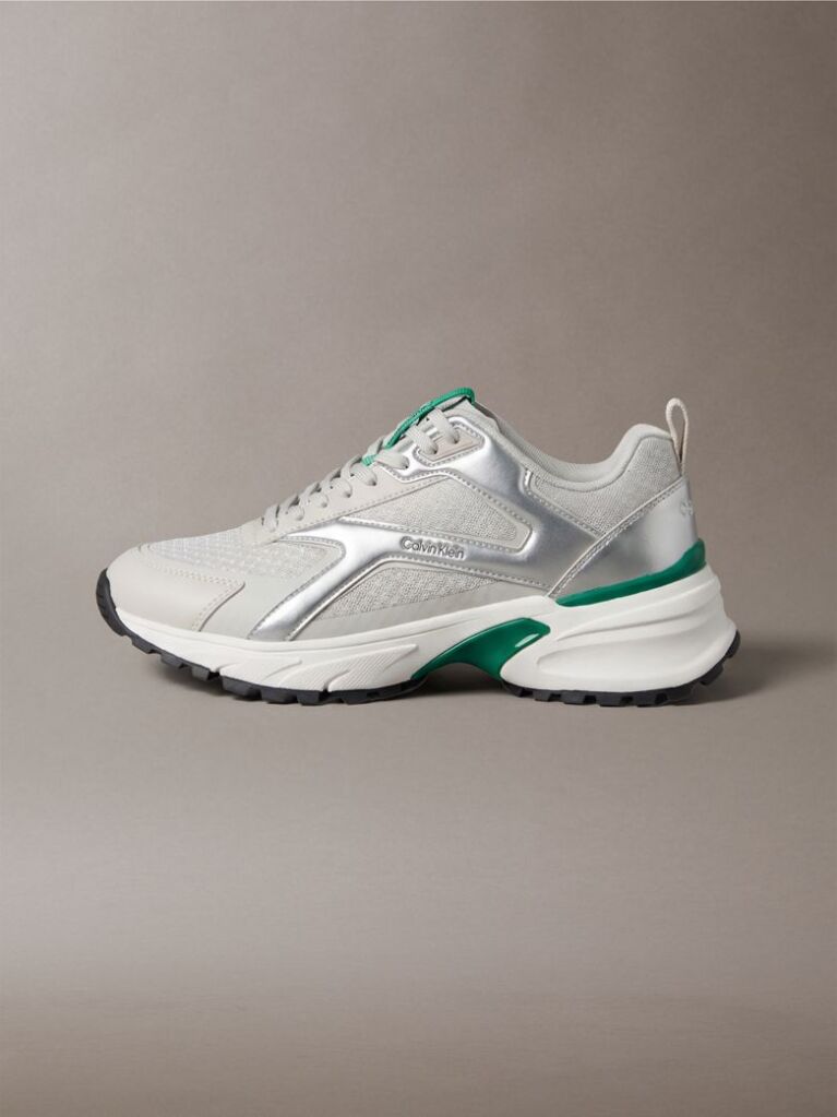 White Knit and Metallic Runner Trainers  Men