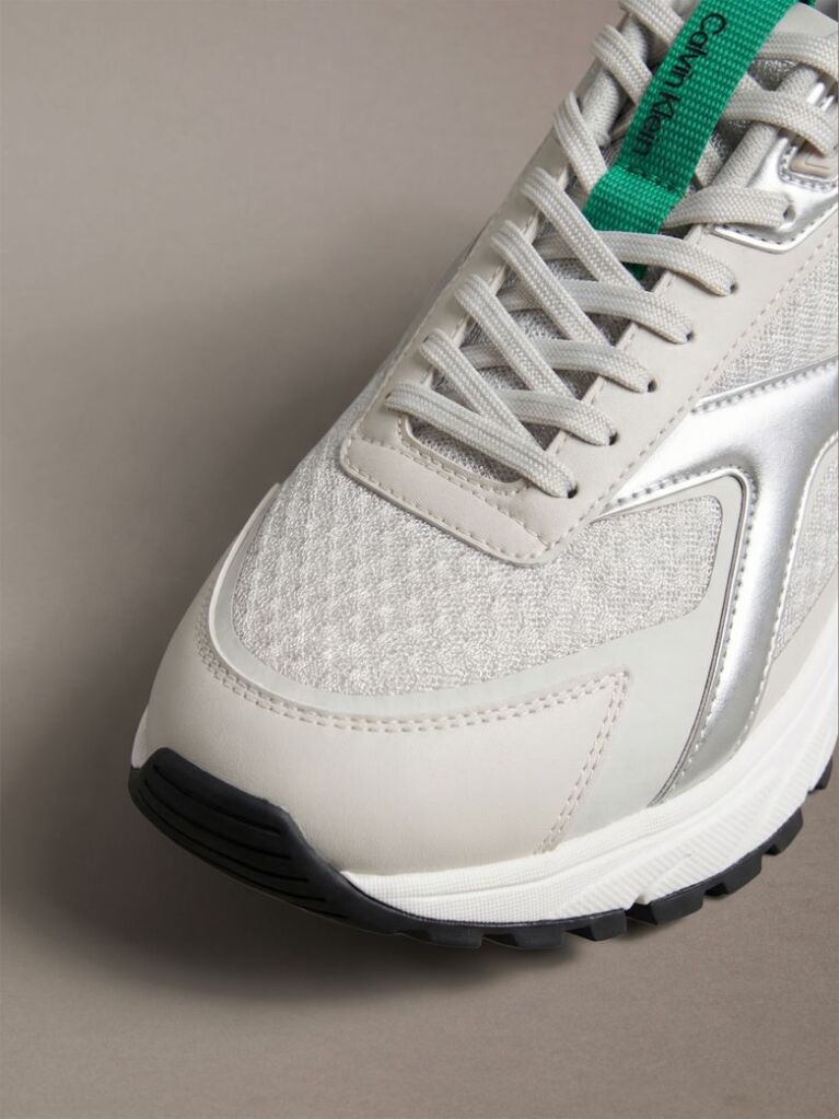 White Knit and Metallic Runner Trainers  Men