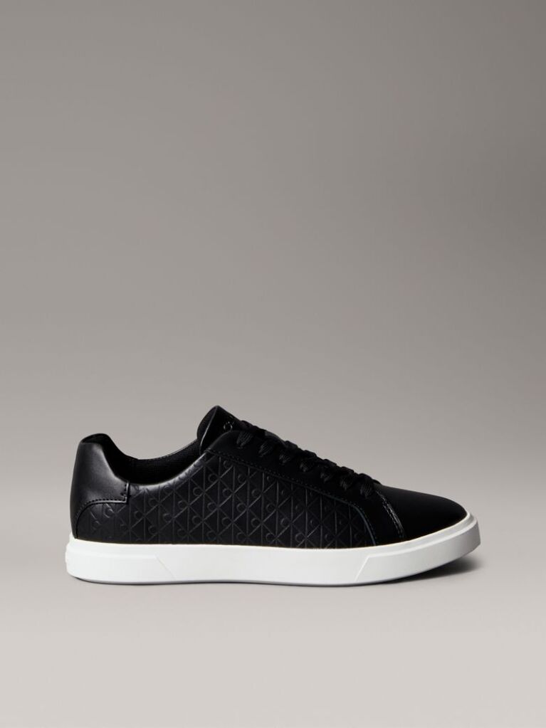 Μαύρο Δερμάτινα Sneakers Με Μοτίβο Λογότυπου  Γυναίκα