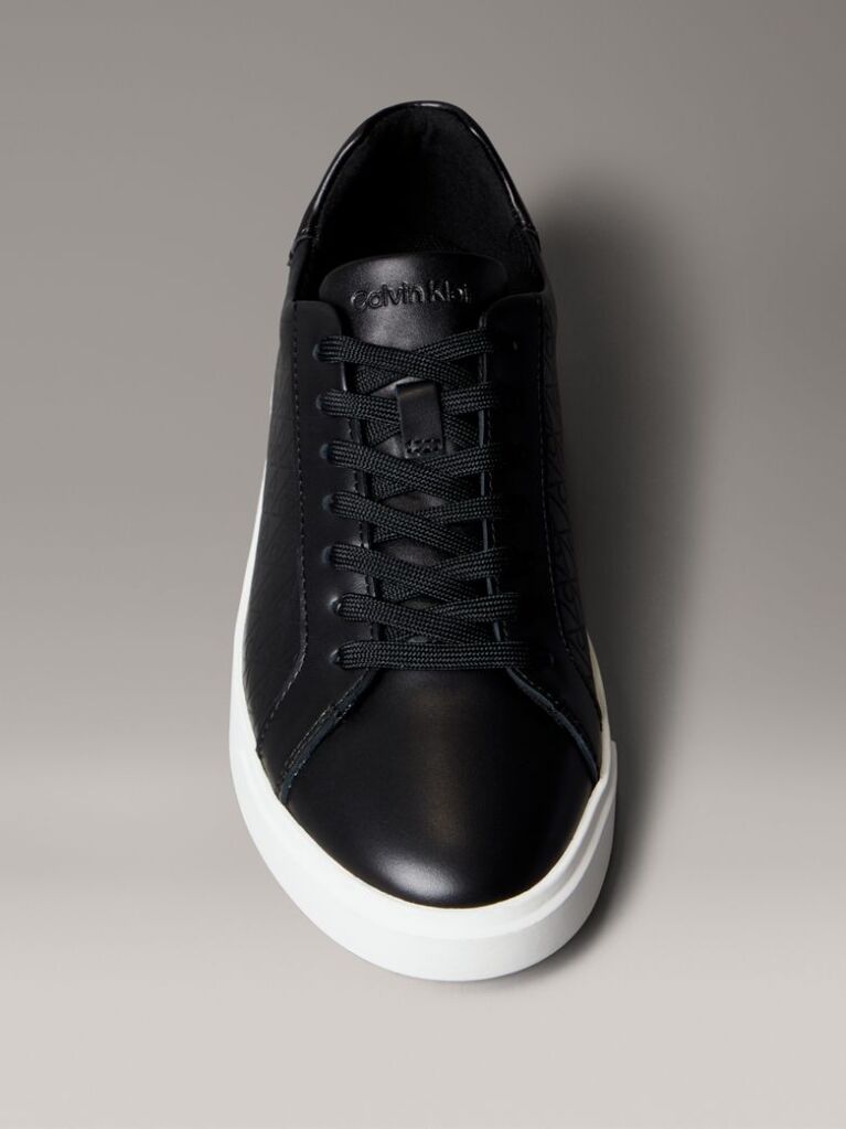 Μαύρο Δερμάτινα Sneakers Με Μοτίβο Λογότυπου  Γυναίκα