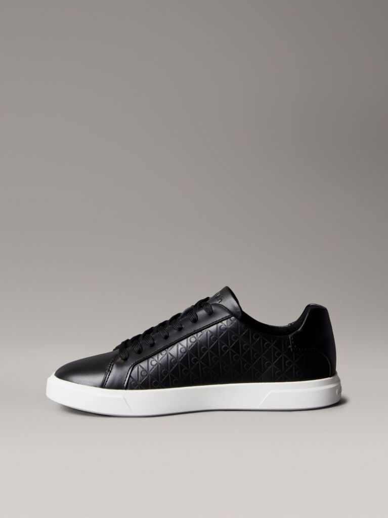 Μαύρο Δερμάτινα Sneakers Με Μοτίβο Λογότυπου  Γυναίκα
