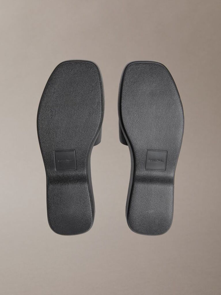 Black Amelia - Leather Platform Sliders  Women