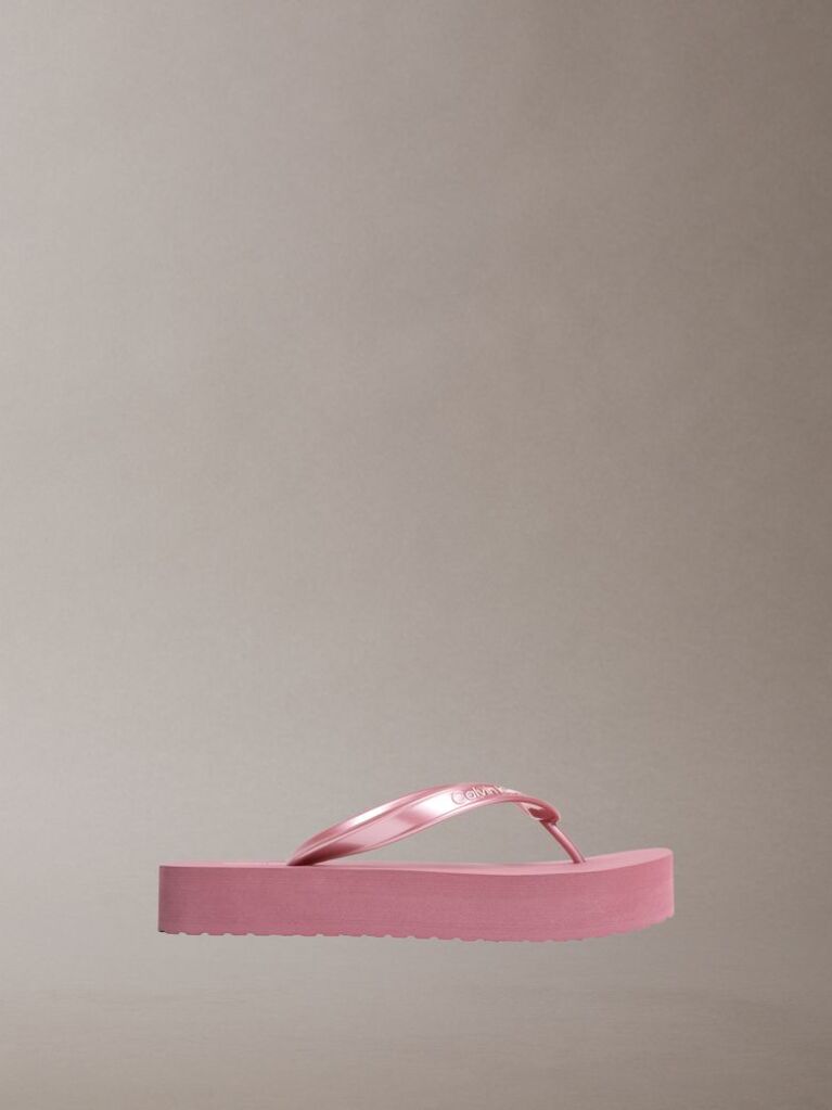 Pink Pearlised Platform Flip Flops  Women