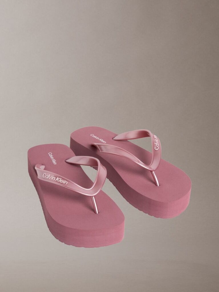 Pink Pearlised Platform Flip Flops  Women