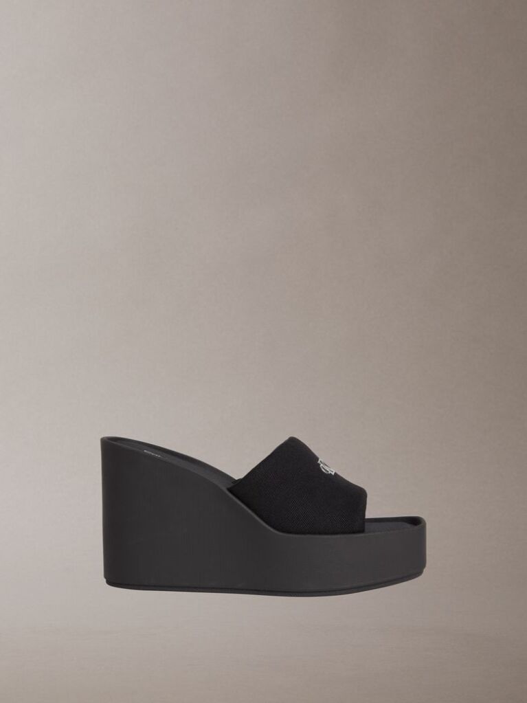 Black Melia - Canvas Platform Wedge Sandals  Women