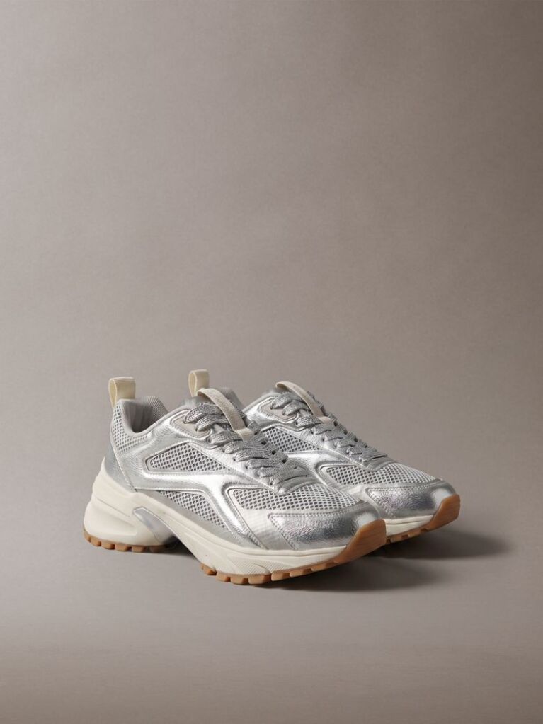 Ασημί Μεταλλιζέ Υβριδικά Sneakers Πεζοπορίας  Γυναίκα