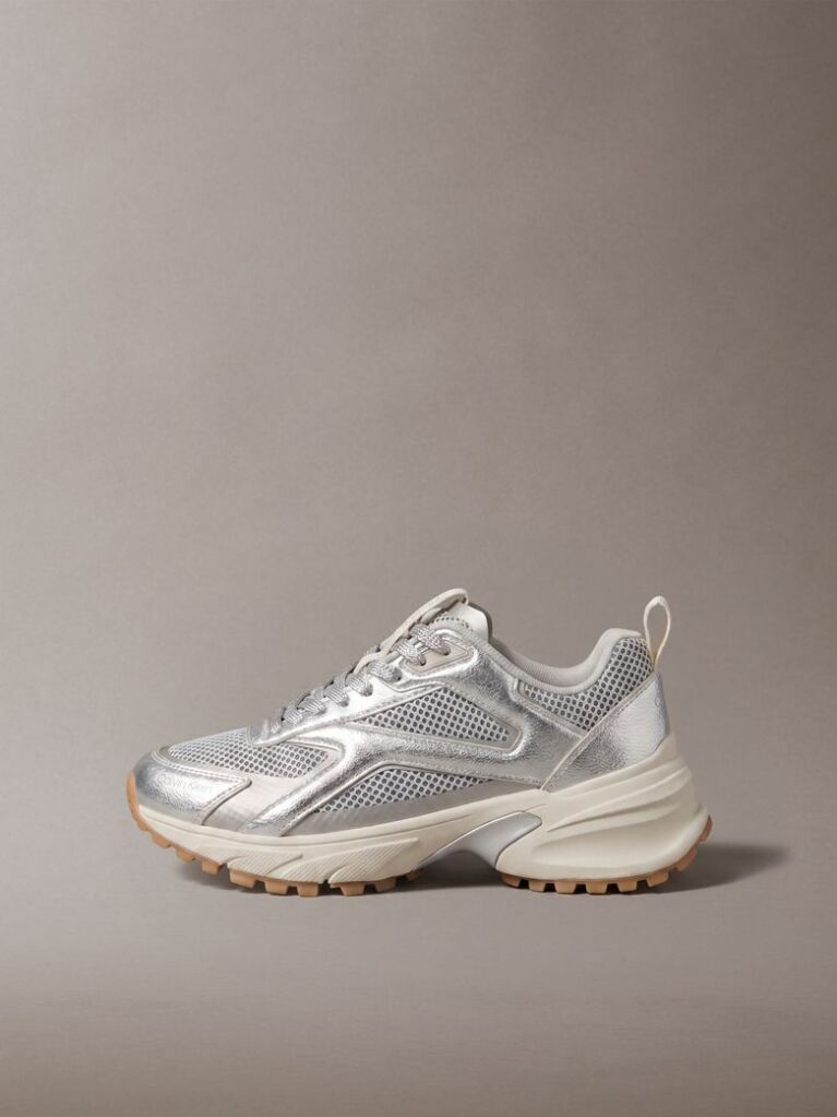 Ασημί Μεταλλιζέ Υβριδικά Sneakers Πεζοπορίας  Γυναίκα
