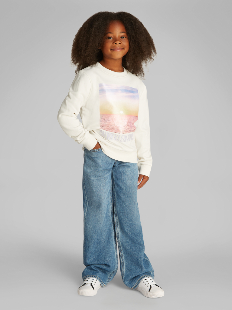 White Sunset Graphic Terry Sweatshirt  Girls