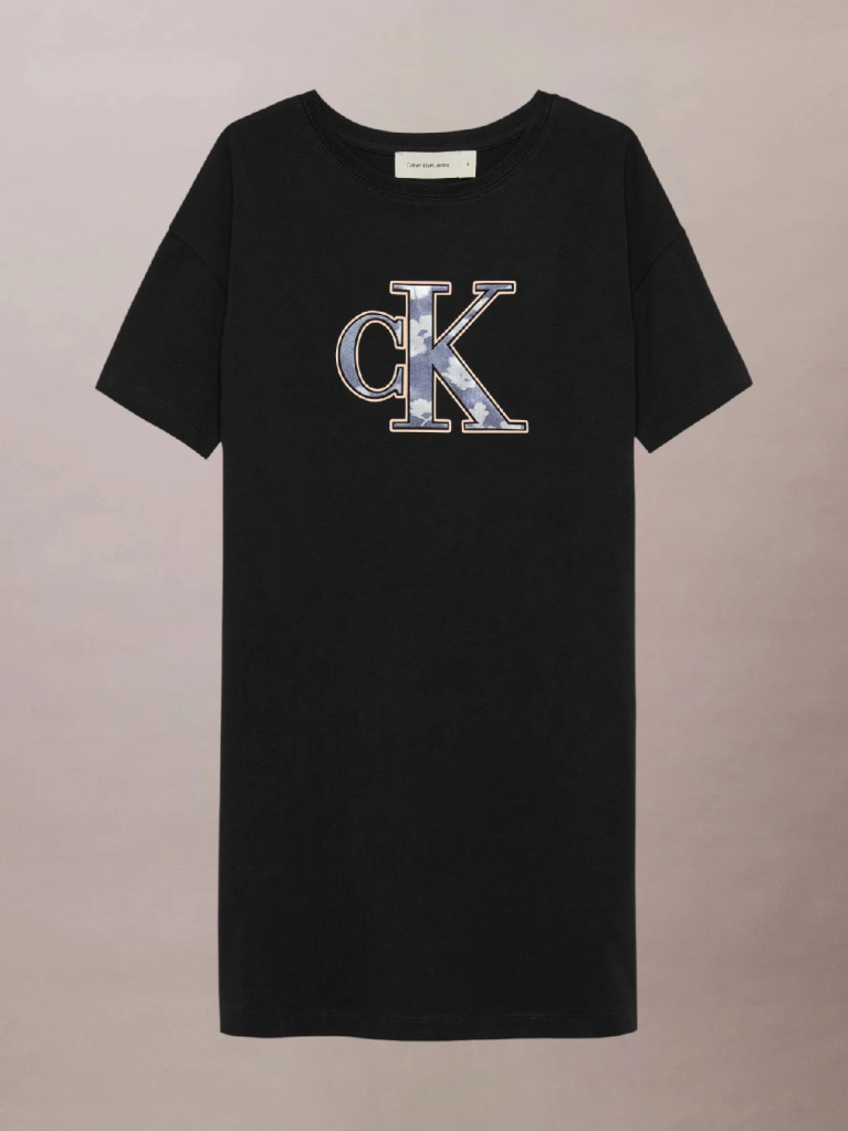Μαύρο Φόρεμα T-shirt Με Λογότυπο Σε Loose Γραμμή  Κορίτσι
