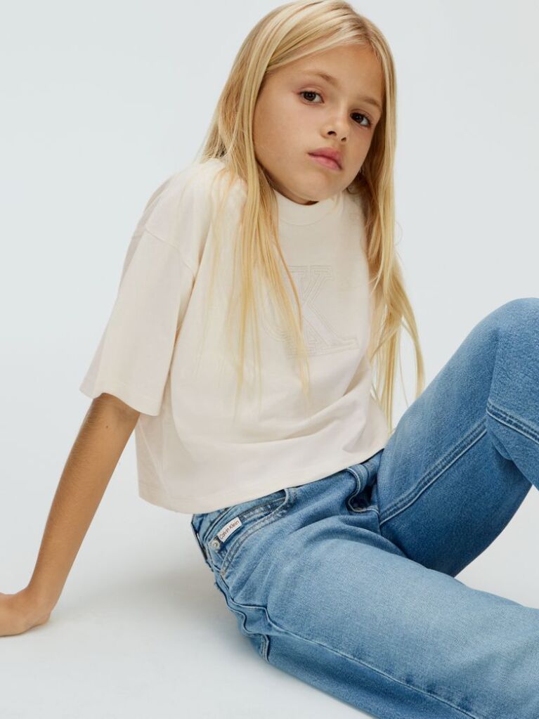 Grey Boxy Logo T-shirt  Girls