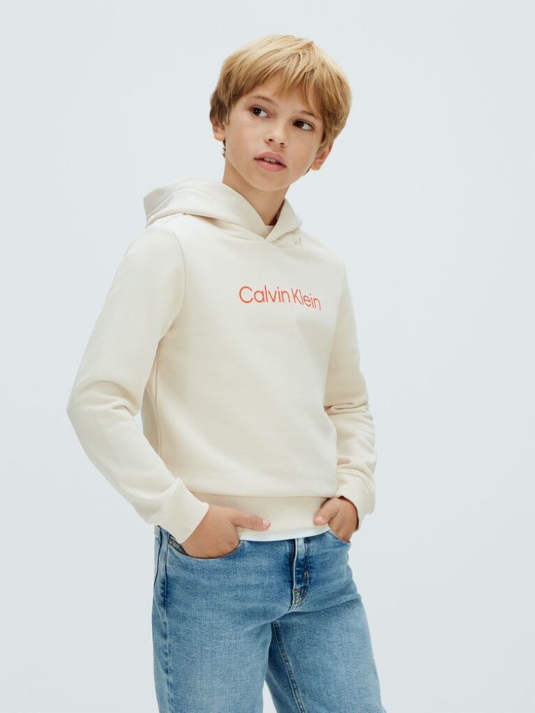 Beige Unisex Logo Hoodie  Kids Unisex