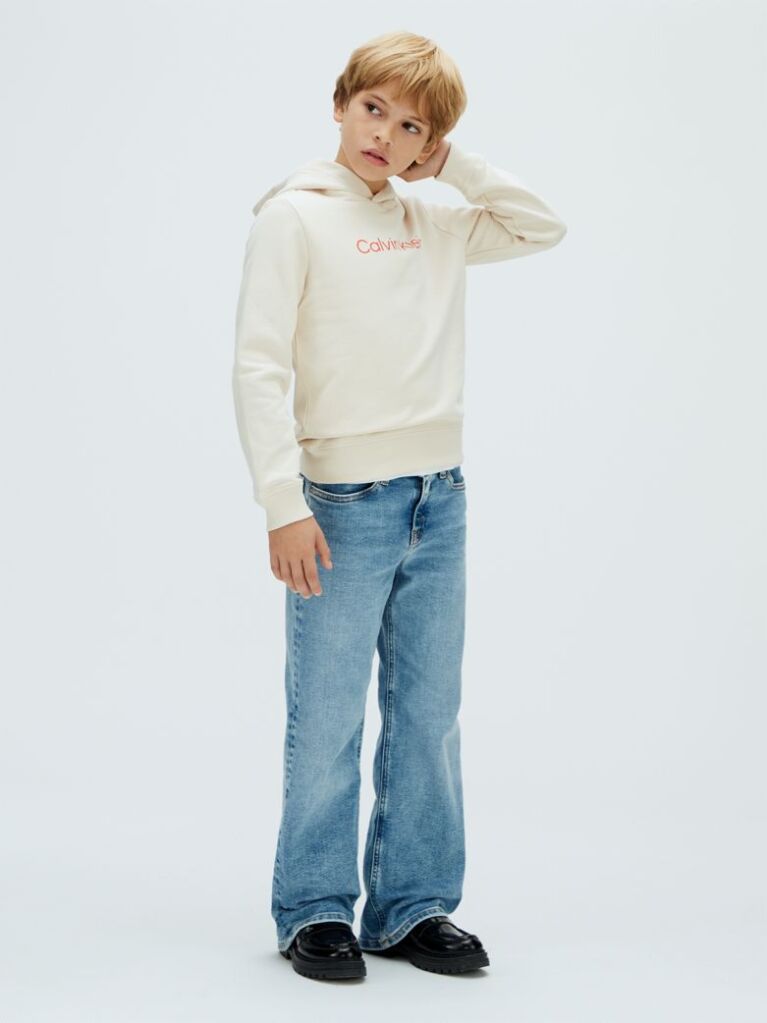 Beige Unisex Logo Hoodie  Kids Unisex