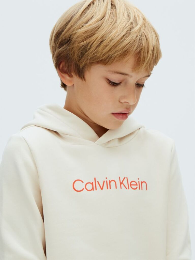 Beige Unisex Logo Hoodie  Kids Unisex