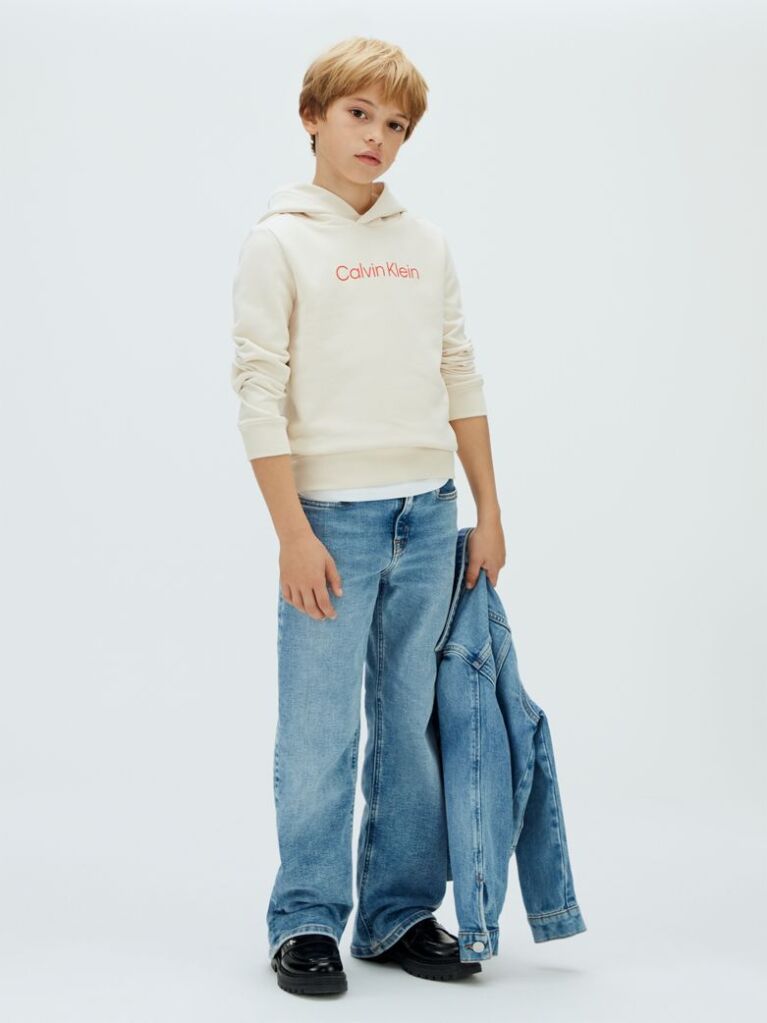 Beige Unisex Logo Hoodie  Kids Unisex