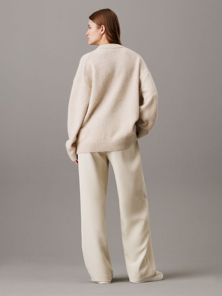 Beige Relaxed Wool Blend Jumper  Women