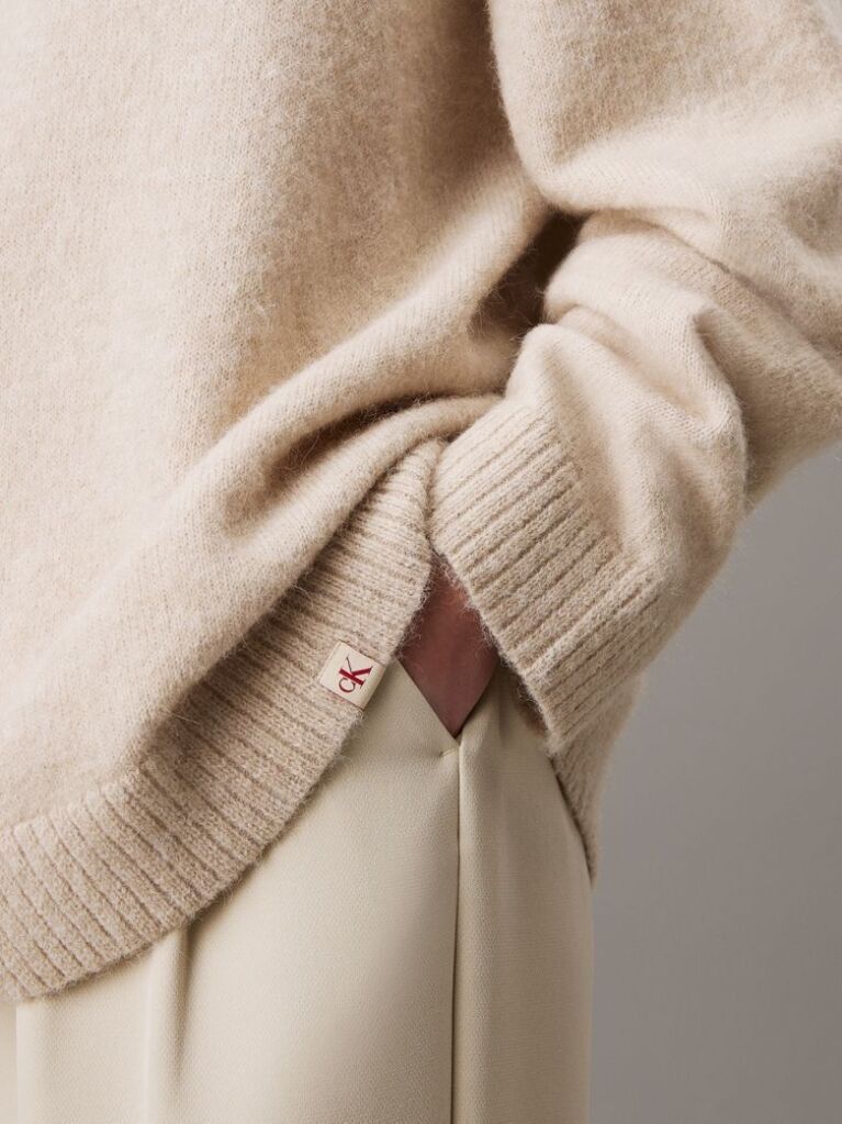 Beige Relaxed Wool Blend Jumper  Women