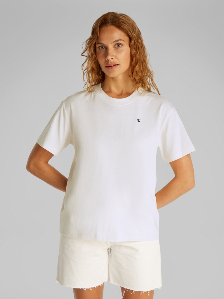 Λευκό Άνετο T-shirt Με Λογότυπο  Γυναίκα