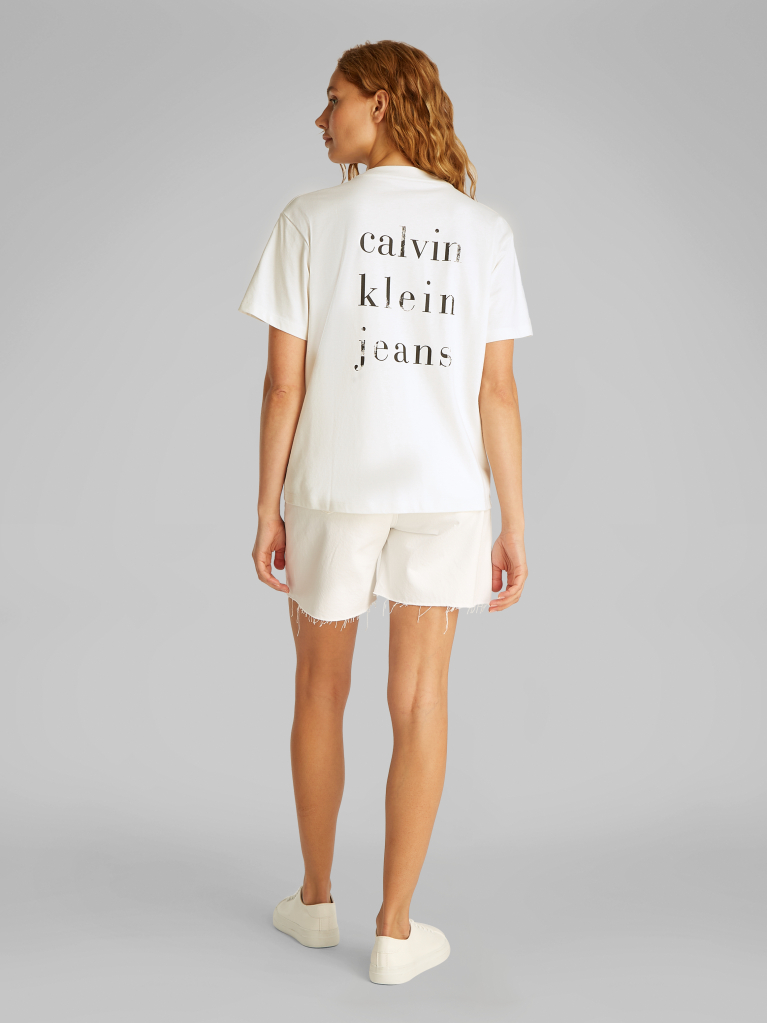 Λευκό Άνετο T-shirt Με Λογότυπο  Γυναίκα