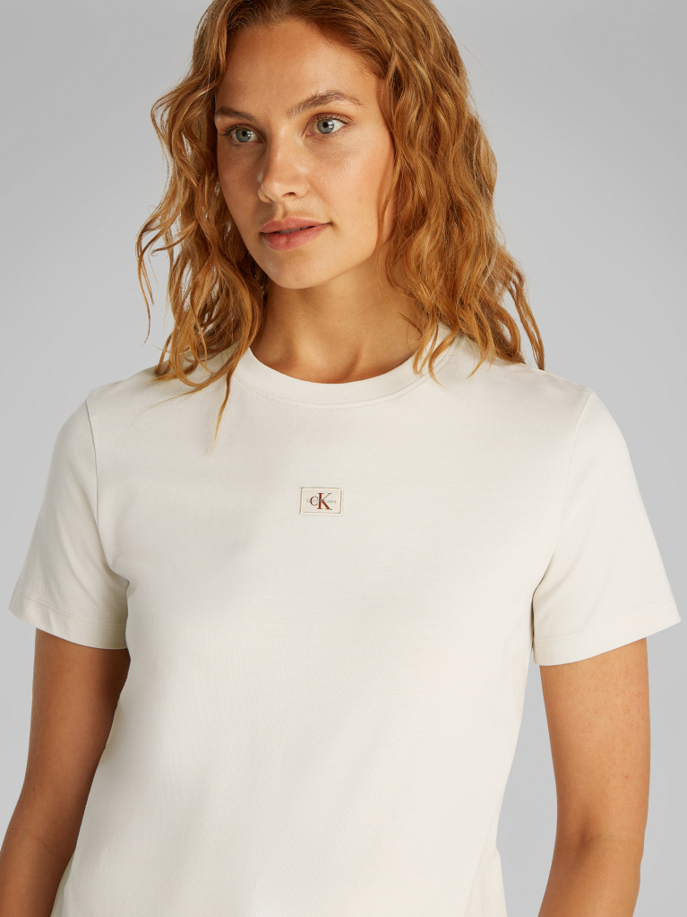 Λευκό T-Shirt Σε Κανονική Γραμμή  Γυναίκα