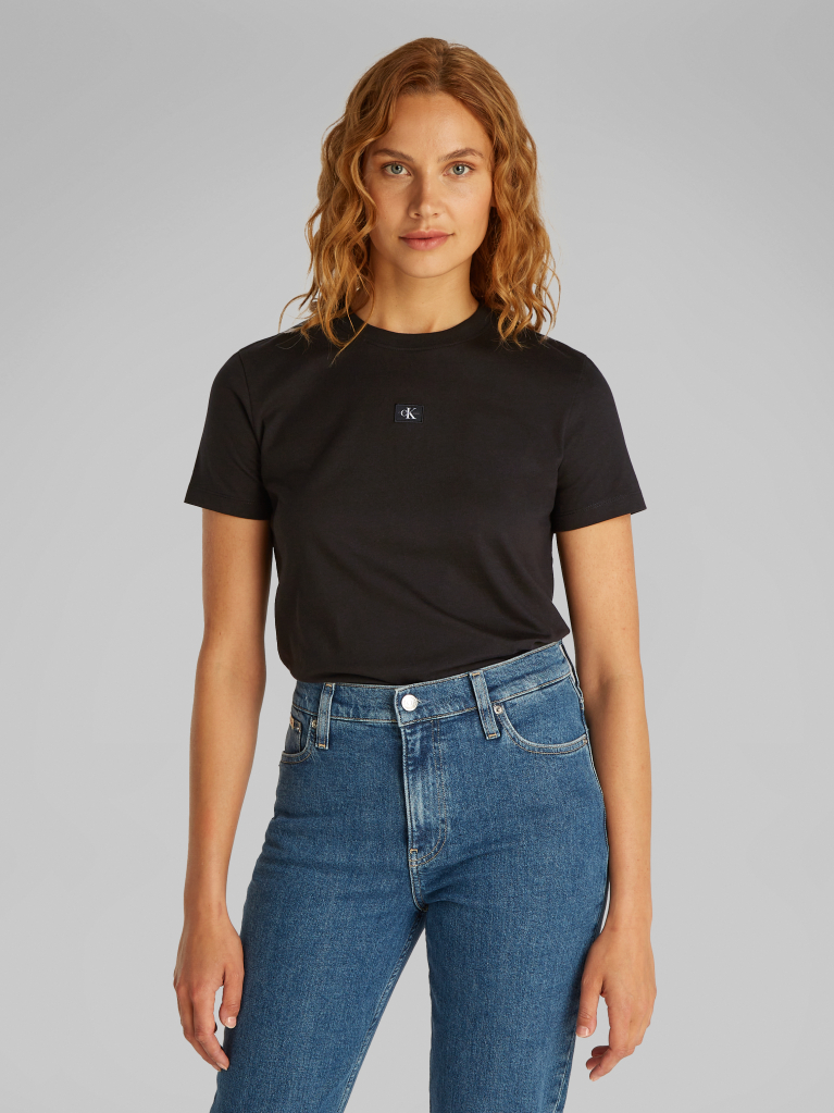 Μαύρο T-Shirt Σε Κανονική Γραμμή  Γυναίκα