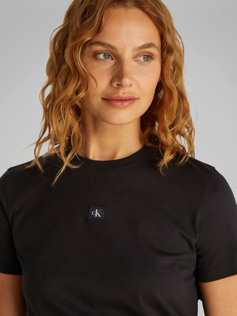 Μαύρο T-Shirt Σε Κανονική Γραμμή  Γυναίκα