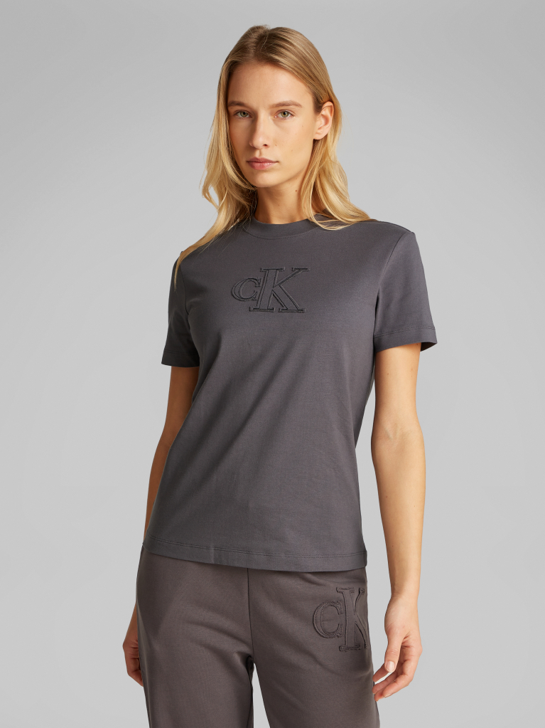 Grey Applique Regular T-Shirt  Women