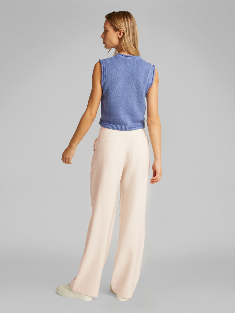 Beige Relaxed Straight Drawstring Trousers  Women
