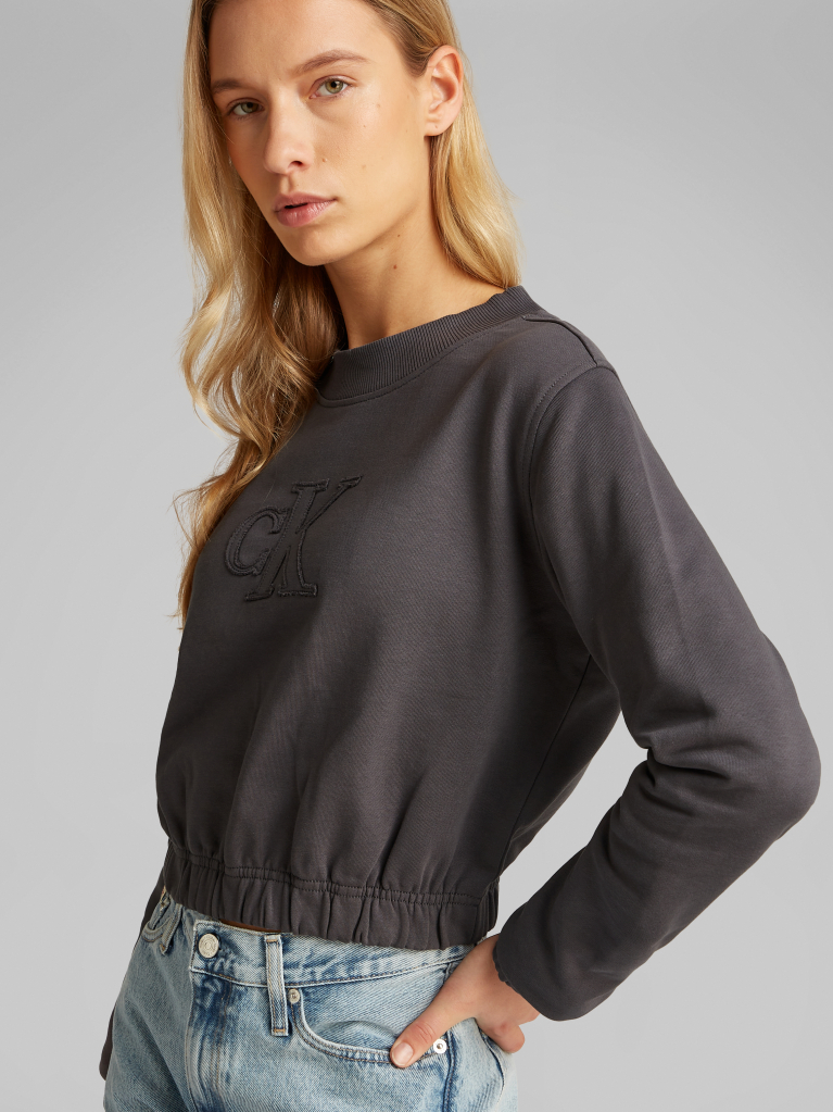 Grey Applique Crewneck Sweatshirt  Women